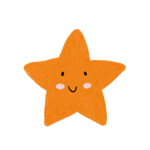 クレヨン風のオレンジのかわいいヒトデ・星のイラスト