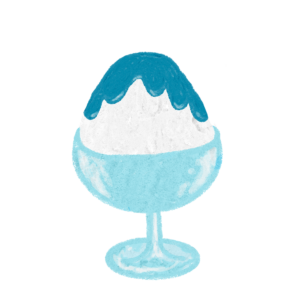 クレヨン風のかわいいブルーハワイ味のかき氷フリーイラスト