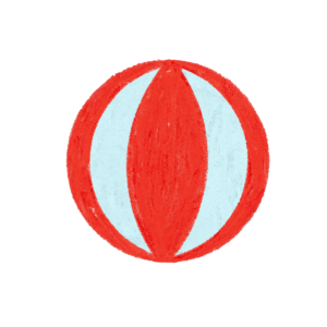 クレヨン風の赤いビーチボールのイラスト