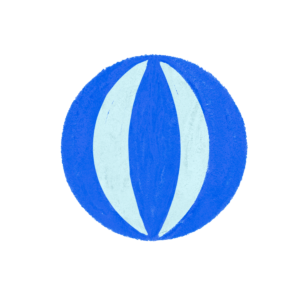 クレヨン風の青いビーチボールのイラスト