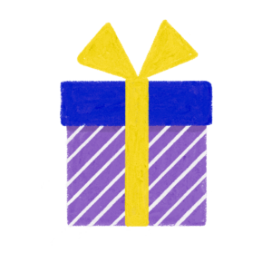 手書き風ストライプ柄青紫クリスマスプレゼントボックスのイラスト