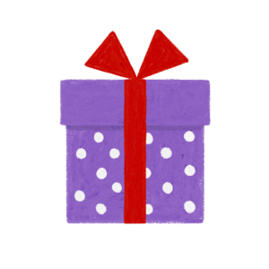 手書き風ドット柄紫クリスマスプレゼントボックスのイラスト (2)