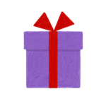 手書き風紫のクリスマス誕生日プレゼントボックスのイラスト (2)