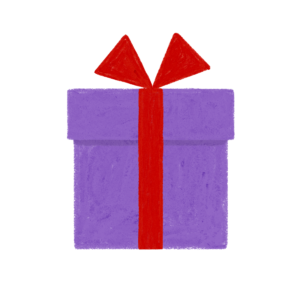 手書き風紫のクリスマス誕生日プレゼントボックスのイラスト (2)