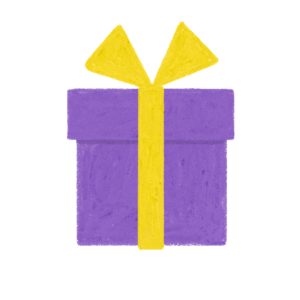 手書き風紫のクリスマス誕生日プレゼントボックスのイラスト