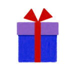 手書き風紫青クリスマス誕生日プレゼントボックスのイラスト