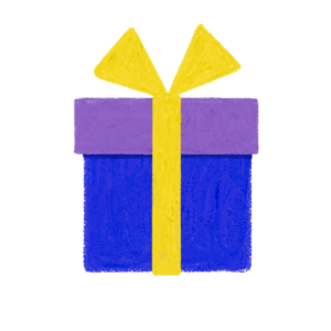 手書き風紫青クリスマス誕生日プレゼントボックスのイラスト