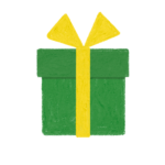 手書き風緑のクリスマス誕生日プレゼントボックスのイラスト