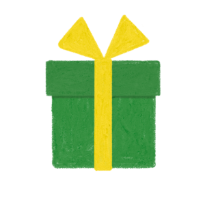 手書き風緑のクリスマス誕生日プレゼントボックスのイラスト