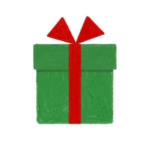 手書き風緑のクリスマス誕生日プレゼントボックスのイラスト②