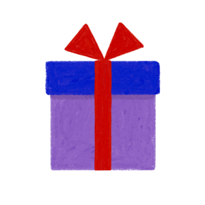 手書き風青紫クリスマス誕生日プレゼントボックスのイラスト