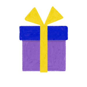 手書き風青紫クリスマス誕生日プレゼントボックスのイラスト