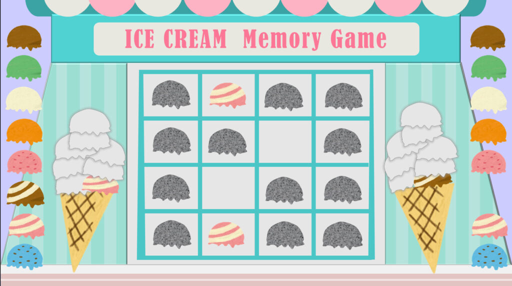 パワーポイント　アイスクリームメモリーゲーム