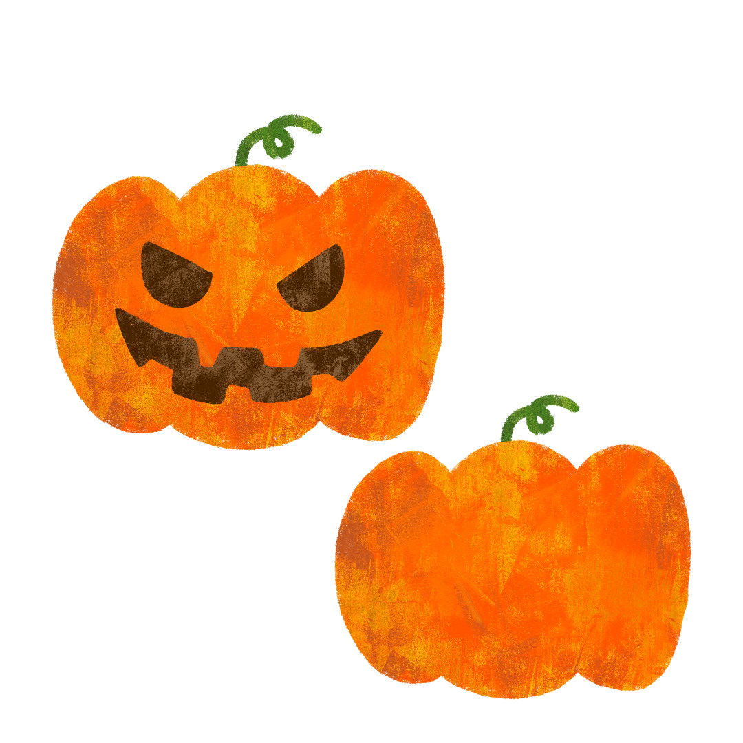 ジャックオーランタン・パンプキン・ハロウィン・かぼちゃ・カボチャのイラスト　絵本風　ⒸAtelier Funipo