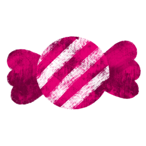 キャンディのイラストピンク縞々 ハロウィン 絵本風