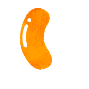 ジェリービーンズ オレンジのイラスト 絵本風 ⒸAtelier Funipo