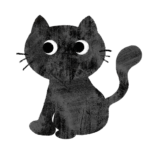 ハロウィン 黒猫のイラスト③ 絵本風 ⒸAtelier Funipo