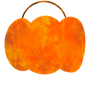 ハロウィンかぼちゃの容器・バッグのイラスト 絵本風ⒸAtelier Funipo