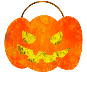 ハロウィンかぼちゃの容器・ランタンのイラスト 絵本風ⒸAtelier Funipo