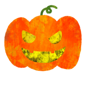 ハロウィンかぼちゃランタンのイラスト④ 絵本風ⒸAtelier Funipo